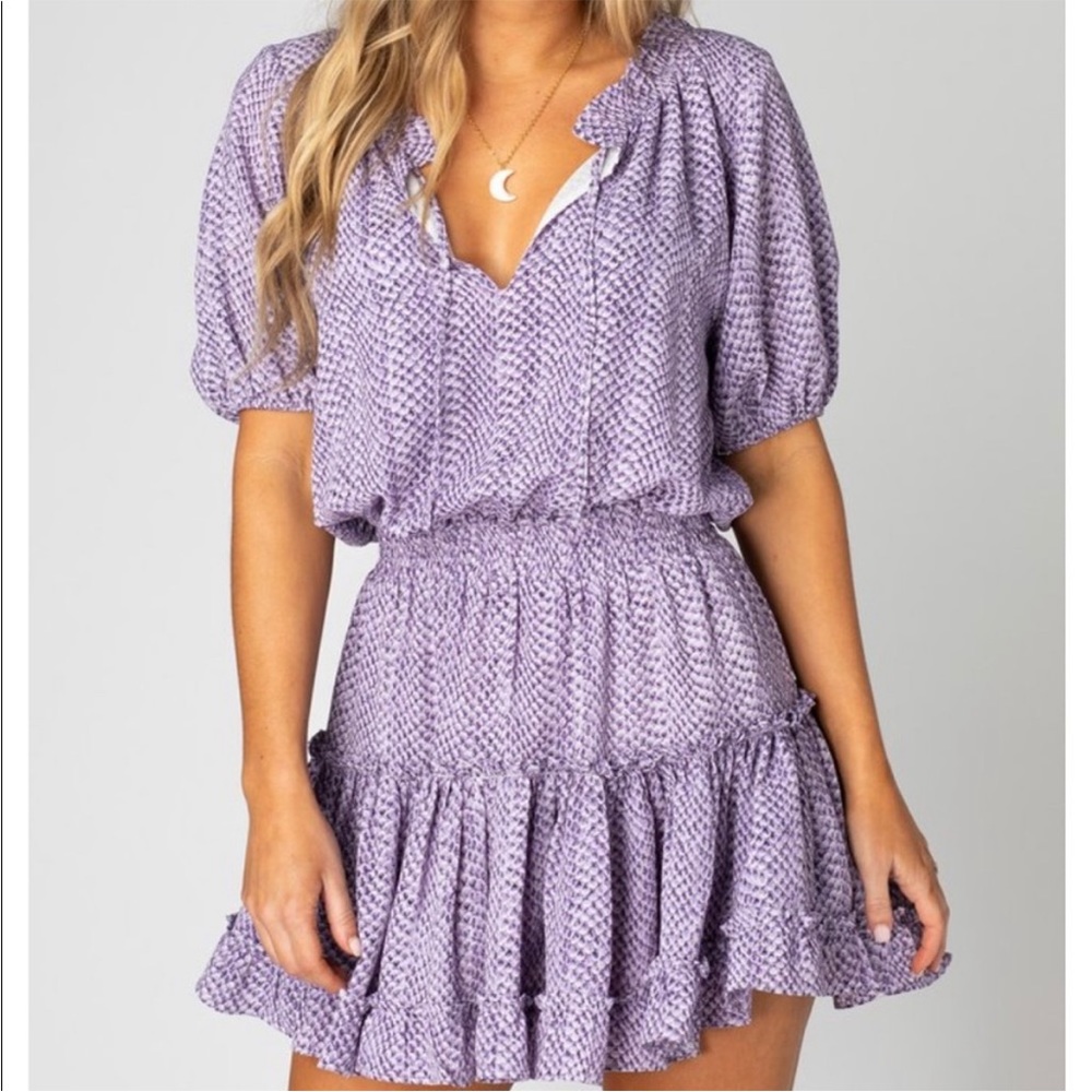 RAY ELASTIC WAIST MINI DRESS - Purple
